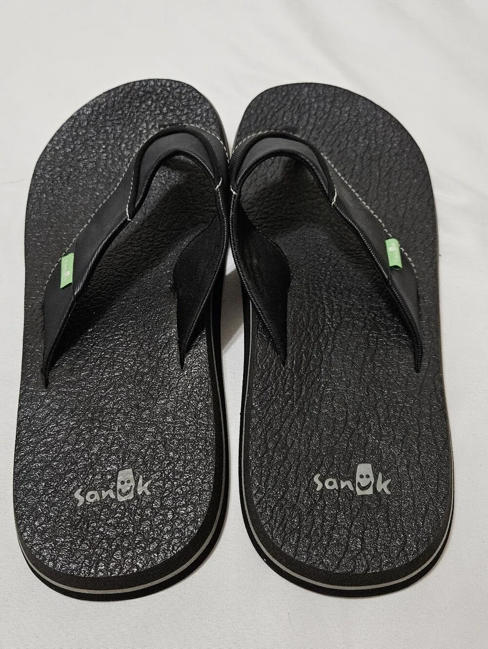 Sanuk Beer Cozy Coaster Flip-Flops Men’s 10 Black Shoes Beach Open Toe